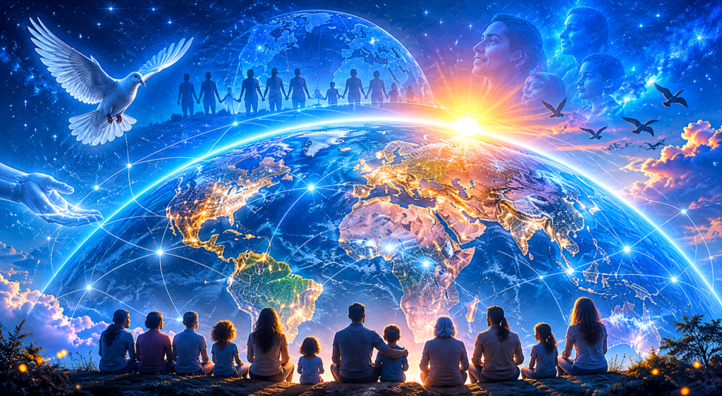 Planeta Terra representando a união espiritual da humanidade.
