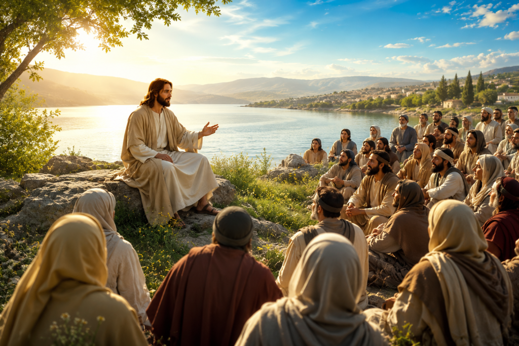 Jesus ensinando os princípios da paz e da fraternidade.